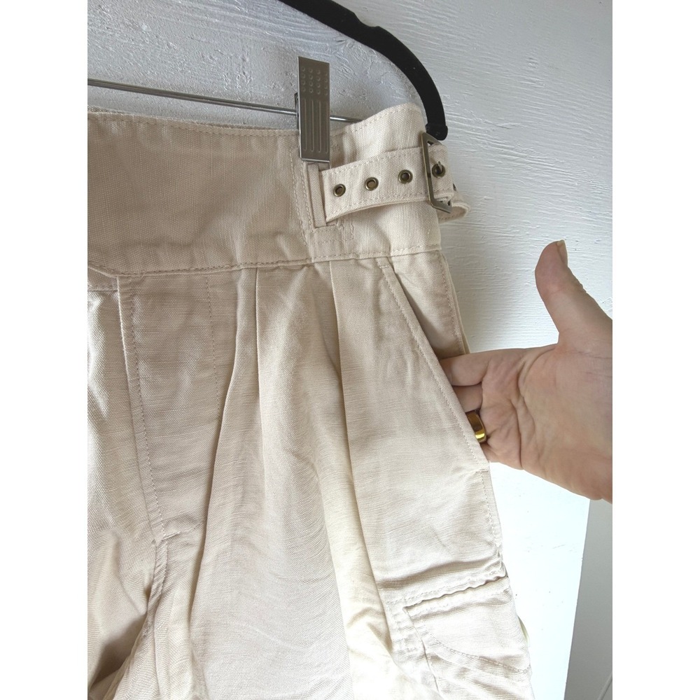 Banana Republic Explorer Culottes Linen Cargo Wide Leg High Rise Petite 0 Beige - Picture 7 of 12